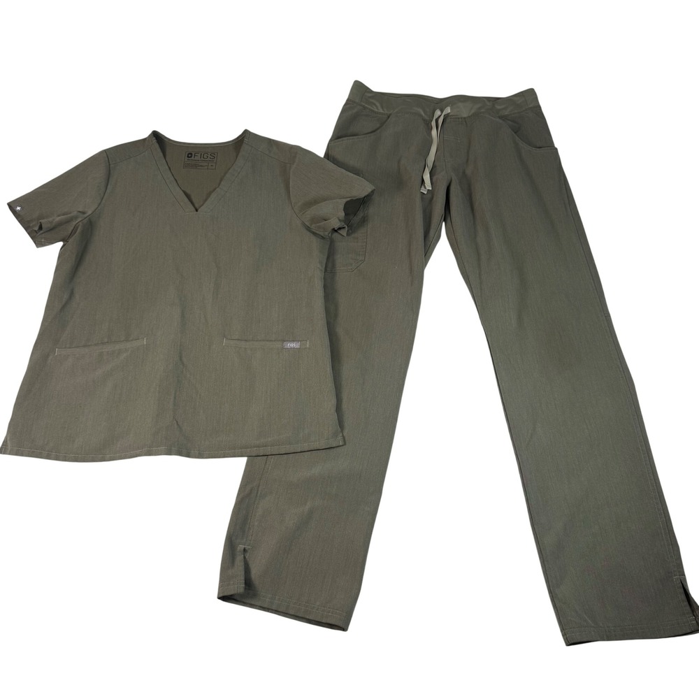FIGS Technical Collection Scrub Set Womens Medium Olive Green Stretch Medical